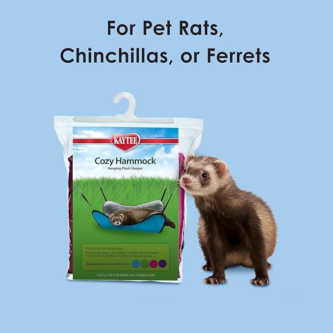 Kaytee Cozy Hammock Hanging Plush Sleeper for Ferrets, Rats, Chinchillas and other Small Animals