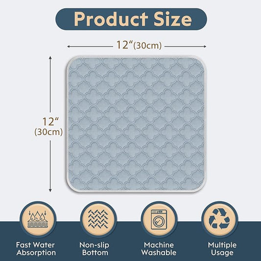 FunFurry Washable Guinea Pig Cage Liner - 4 Pack Reusable Washable Pee Pads,Waterproof Guinea Pig Bedding for Small Animal - Rabbit Bunny Hamster Puppy (Light Grey, 12" X 12" - 4 Pack)