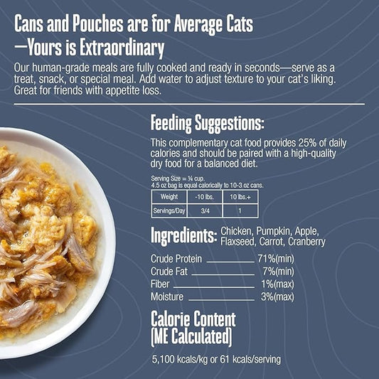 Whole Life Cat Freeze Dried Cat Food - Human-Grade Wet Food Toppers, Snacks & Lickable Treats, Instantly Hydrating Natural Broth Just Add Water - Shredded Chicken, 4.5 Oz