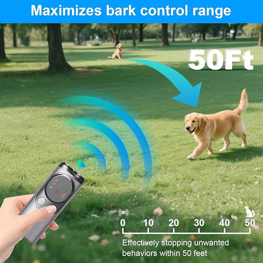 Dog Bark Deterrent Device, Anti Barking Device for Dogs, Ultrasonic Dog Bark Deterrent to Stop Barking 50 ft, Barks No More Dog Training Device, Barking Silencer for Dog Training
