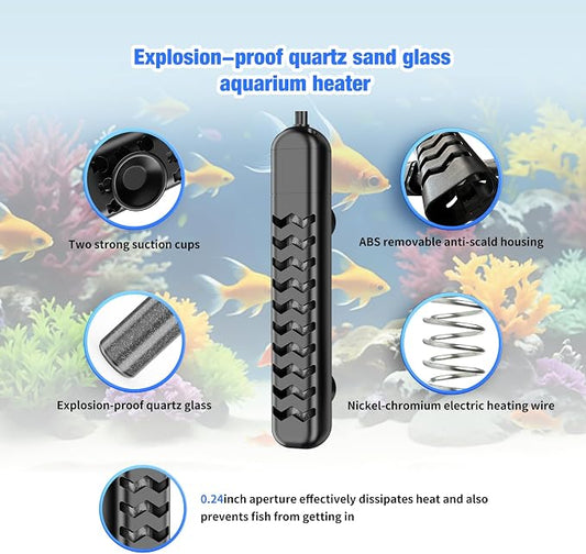300W Submersible Fish Tank Heater for 40-70 Gallon with Auto Shut-Off When Leaving Water—Aquarium Heater, Dry-Burn & Overheat Protection, Smart LED Display for Freshwater Saltwater Turtle