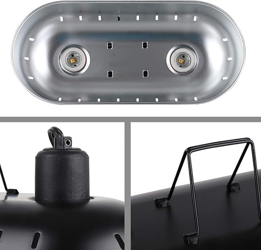 DXOPHIEX 15inch Dual Reptile Light Fixture, Max 150W Dual Reptile Heat Lamp with Separate Switches, Double Dome Lamp UVB Light Fixture for Bearded Dragon, Turtles, Snake and Lizard Terrarium