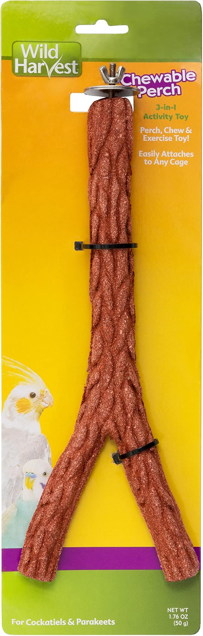 Wild Harvest Chewable Perch, 1.76 Ounce, Activity Toy and Treat for Cockatiels and Parakeets