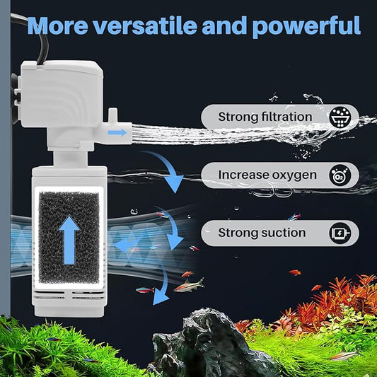 Aquarium Filter - Fish Tank/Turtle Tank Pumps & Filters for 50 to 150 Gallon Tank, Adjustable Oxygenation Amount and Direction (20W for 50~150 Gallon (Medium Sized ))