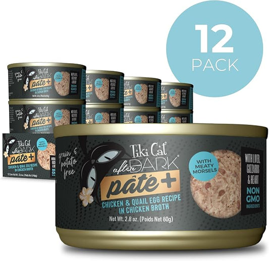 Tiki Cat After Dark Pate+ Chicken & Quail Egg, 2.8 oz. Can (Pack of 12)