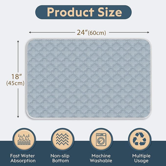 FunFurry Washable Pee Pads for Dogs - 2 Pack Reusable Pee Pads,Waterproof Puppy Pads,Pet Training Pads,Super Absorbent with Dog Paw Shape Non-Slip Backing (Light Grey, 18" X 24" - 2 Pack)