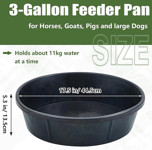 Sadnyy 8 Pcs Rubber Feed Pan 12 Quart/ 3 Gallon Utility Horse Feed Bucket Rubber Bowl Chicken Dust Bath Container Horse Feeder for Goats Livestock Animal Feeding Cats Dogs Pigs