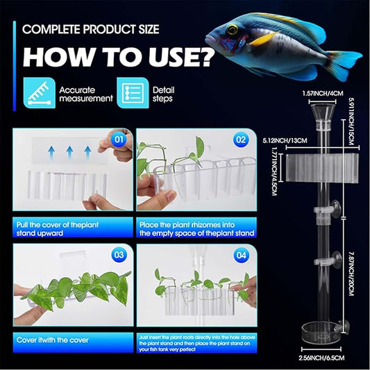 Aquarium Plant Holder Fish Feeding Tube Kit,Plant Holder for Aquarium,Fish Tank Feeder,Removable Adjustable Length Fish Feeder Tube,Fish Tank Plant Holder for Water Feature Decoration (2)