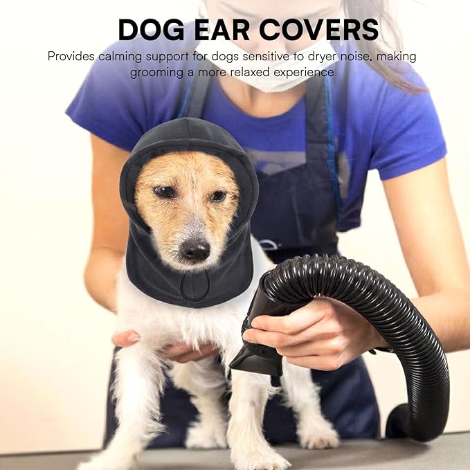 Dog Calming Hoodie Pet Ear Warmer Covers for Noise, No Flap Ear Wrap for Dogs, Quiet Ears Dog Hoodie Anxiety Relief Dogs Hat Calming Hood Head Cover, Darkgrey M