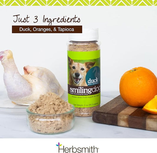 Herbsmith Kibble Seasoning – Freeze Dried Duck – Dog Food Topper for Picky Eaters – Grocery-Grade Fruits + Veggies – 3oz