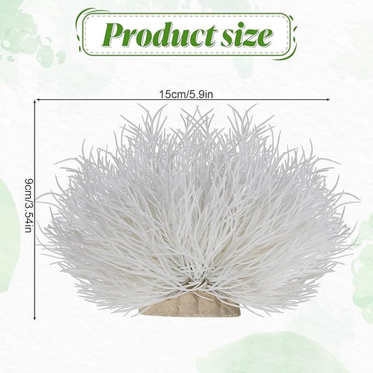 2pcs Aquarium Plants Decorations Artificial Fish Tank Plants Fish Tank Decorations Plastic Fishes Tanks Accessories Small Large Aquarium Decoration Plastic Artificial Plant(White)