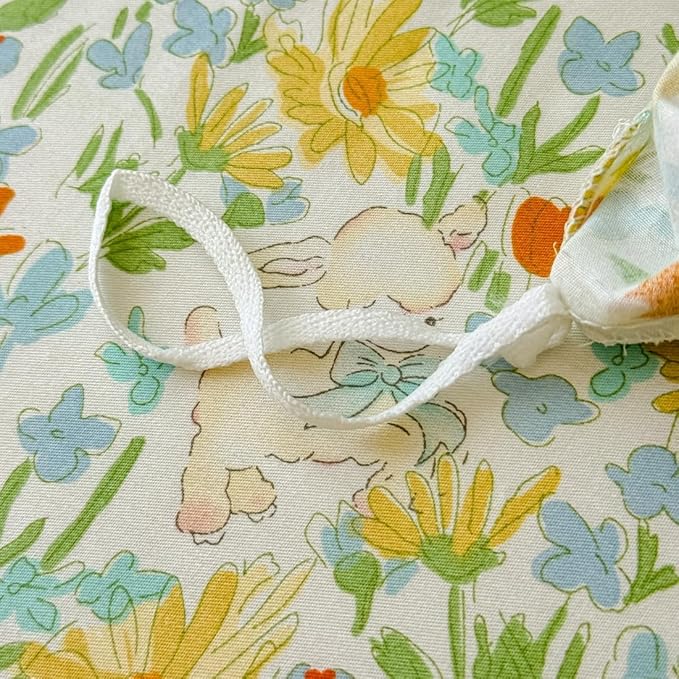 BlueBlue Floral Duvet Cover Set Twin 100% Cotton Bedding for Kids Boys Girls Teens Yellow Daisy Green Leaf White Lamb Sheep Print 1 Garden Comforter Cover 2 Pillowcases (Twin)