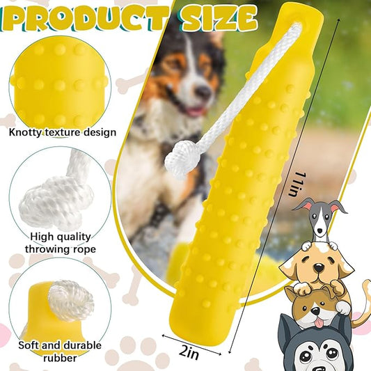 Blueweenly 4 Pcs Dog Bumper Toy for Water Retrieving Plastic Puppy Training Dummy Dog Float Toy Lightweight for Float on The Water Pool Outdoor Training Hunting Fetching (Yellow)