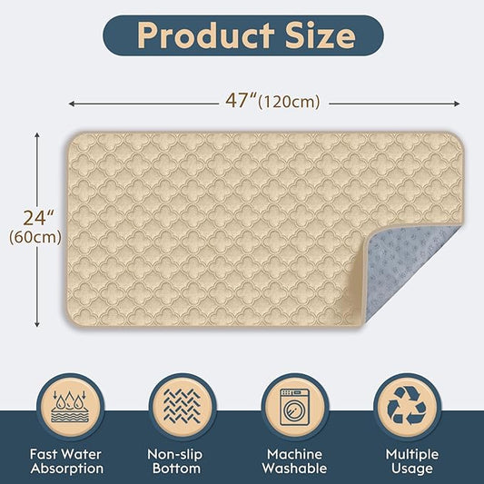 FunFurry Washable Guinea Pig Cage Liner - 4 Pack Reusable Washable Pee Pads,Waterproof Guinea Pig Bedding for Small Animal - Rabbit Bunny Hamster Puppy (Cream, 24" X 47" - 4 Pack)