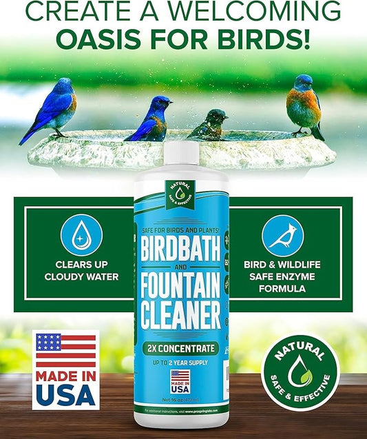 Birdbath & Fountain Cleaner - 16 oz Fountain Maintenance Outdoor Indoor - Bird Bath Cleaner