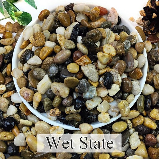 YISZM 2lbs Natural River Rocks for Plants, 3/8" Aquarium Gravel Decorative Polished Mixed Pebbles for Fish Tank, Gardening, Flower Pots, Vase Fillers, Indoor Water Fountains, Landscaping