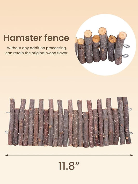 2 PCS 11.8in Wooden Hamster Fence, Flexible Bridge, Hamster Cage Accessories Decor