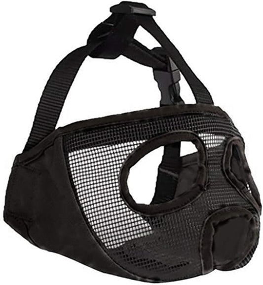 Short Snout Dog Muzzles- Adjustable Breathable Mesh Bulldog Muzzle for Biting Chewing Barking Training Grooming Dog Mask,Black XL