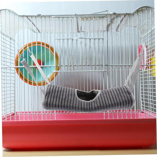 Abaodam Small Pet Tunnel Plaything Grey Hammock Soft Warm Plush Sleeping Bed for Ferrets and Small Animals Winter Cozy Hideout Chamber