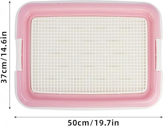 Dog Potty Tray for Small Dogs, Puppy Potty Training Tray 19.3"x14.4" Indoor Dog Toilet, Leak-Proof Pet Pads Holder (Pink)