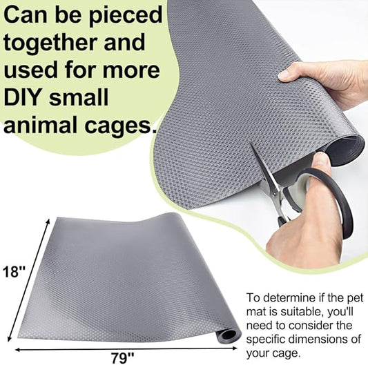 Washable Guinea Pig Bedding Cage Liner Waterproof Rabbit Bedding, Easily Cut to Suit Cage and Reusable Pads for Guinea Pigs, Rabbits, Hamsters, Gerbils, and Chinchillas,18"×79", 2pcs, Grey Mat