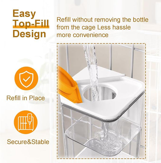 47OZ No-Drip Small Animal Water Bottle, Large Capacity Leakproof Hanging Pet Water Dispenser for Cage Crate, Water Feeder for Guinea Pig, Hamster, Rabbit, Ferret, Chinchilla (White)