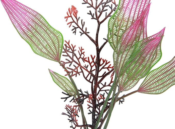 CNZ Assorted Color Aquarium Plastic Plant Decoration w Ceramic Base (Purple/Green, 10-Piece)