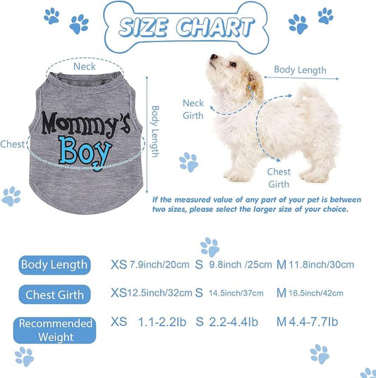 Sadnyy 6 Pack Winter Dog Shirt Boy Pet Clothes Doggy Tee Tank Top Kitten Shirts with Letters for Small Medium Dogs Cats Soft Cozy Chihuahua Vest Apparel for Dog Cat Puppy(X-Small)