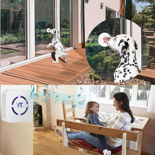 Dog Bell for Door Potty Training Wireless Dog Door Bell with Waterproof Touch Button Doggie Bells for Dogs to Ring to Go Outside (Two Button One Receiver)