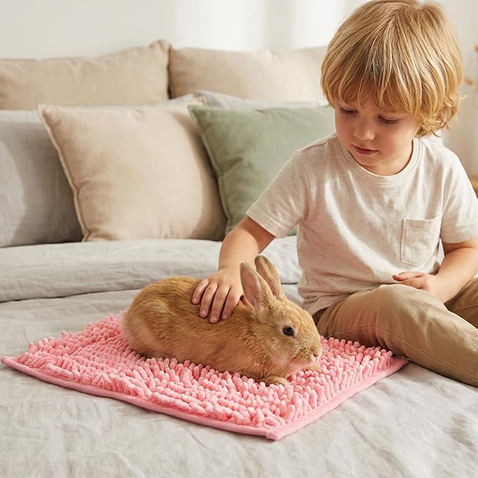 8PCS Guinea Pig Cage Liners, 15 x 11 Inch Washable Chenille Bedding Pee Pads, Reusable Waterproof Anti-Slip Pet Cage Training Sleeping Mat for Small Animals Bunny Rabbit Hamster (4 Colors)
