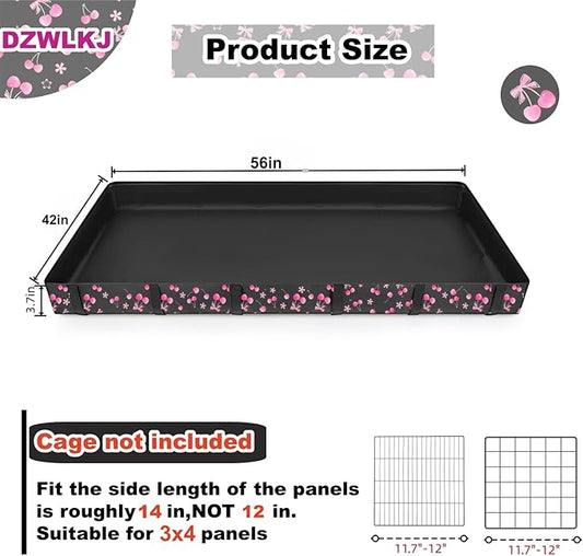 DZWLKJ Guinea Pig Cage Liner,Washable Tarp Bottom Base,Cherry Graphic,42"x56", Reusable for Rabbit, Chinchilla, Hedgehog, Ferret & Other Small Animals.