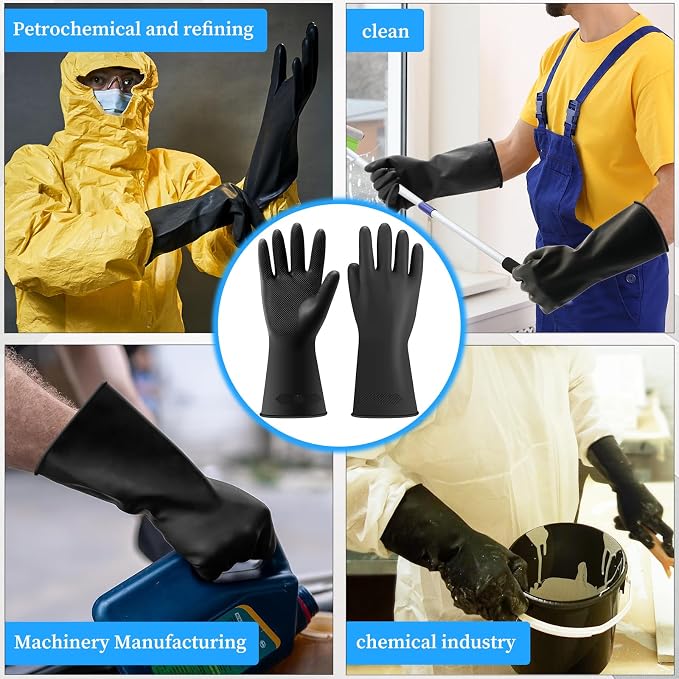 Haiou Chemical Resistant Nitrile Gloves Long Rubber Gloves for Drains, Acid, Oil, and Industrial Use Household Cleaning