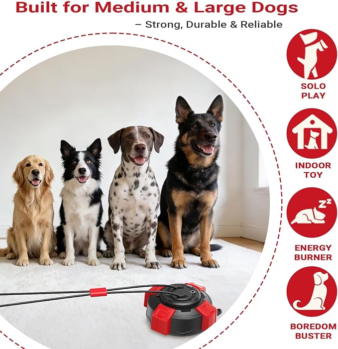 Upgraded Strong Suction Cup Dog Toy for Aggressive Chewers, 2.68" Bite Resistant Interactive Tug of War Dog Toy, Durable Rope Chew Ball for Medium Large Dogs, Anxiety Relief & Energy Release