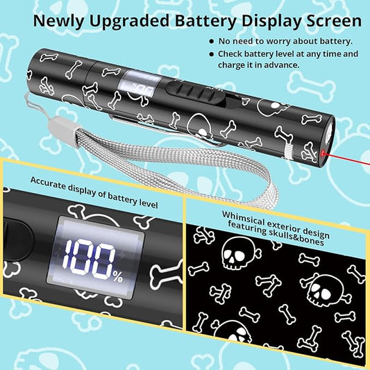 Waputne Cat Toy for Indoor Cats, Battery Level Display Screen, USB Rechargeable Kitten Toys with 7 Adjustable Patterns, Interactive Chase Toys for Indoor Cats & Dogs, Training & Exercise Fun(1 pcs)