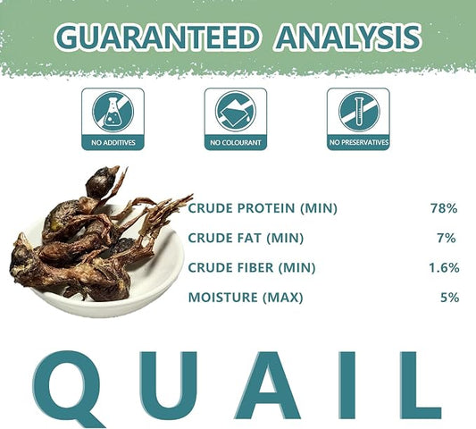 Freeze Dried Little Quail, 4.5 Oz Quail Dogs Cat Treats, Single Ingredient Freeze Dried Cat and Dog Treats Delicious Training Snacks, Natural Food Healthy Animal Protein Pet Food