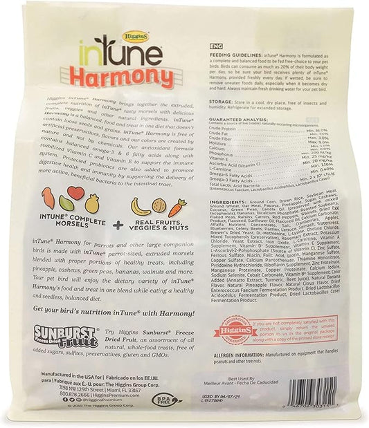 Higgins 2 Pack of Intune Harmony Food for Parrots and Large Birds, 3 Pounds Each
