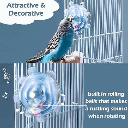 Bird Toys for Parakeets, Colorful Parakeet Toys Wheel, Interactive Spinner Rattle Parrot Toy, Cockatiel Toy for Bird Cage, Chewing Exercise for Conure, Budgies Enrichment Toy (4pcs, Rondom Color)