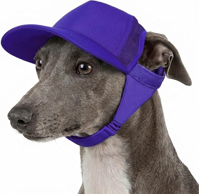 Tuff Pupper Dog Baseball Cap | UV Protection Dog Sun Hat | Breathable Lightweight Design | Secure Adjustable Chin Strap | Quick-Dry Fabric | Reinforced Brim | Small Medium Large Dogs (Purple, XS)