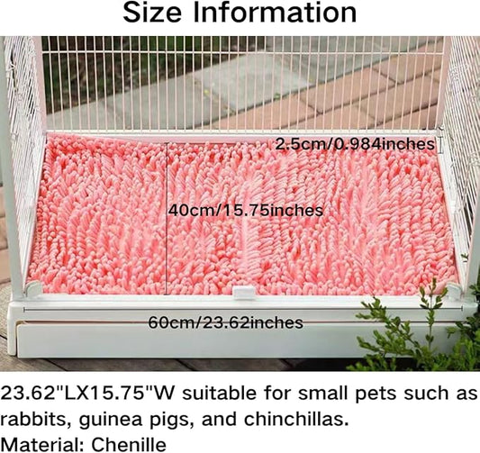2PCS Guinea Pig Liner Washable Rabbit Cage Liner Guinea Pig Fleece Mats Reusable Bedding Pee Pads for Ferret Bunny Chinchilla Small Animals (Gray,23.62" LX15.75 W)