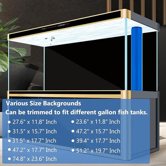 XCNO Aquarium Background Static Cling Black Fish Tank Background Wallpaper Fish Tank Backdrop Vinyl Aquarium Poster Background 24 x 12 in