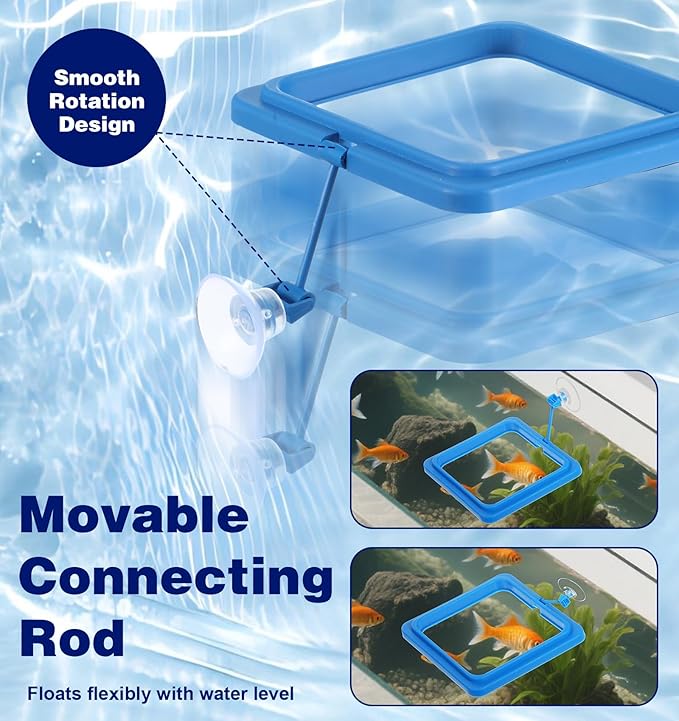 Fish Feeder Ring, 4 Pack Fish Feeding Ring Round and Square Floating Food Feeder with Suction Cup for Betta, Goldfish, Guppy, Turtle