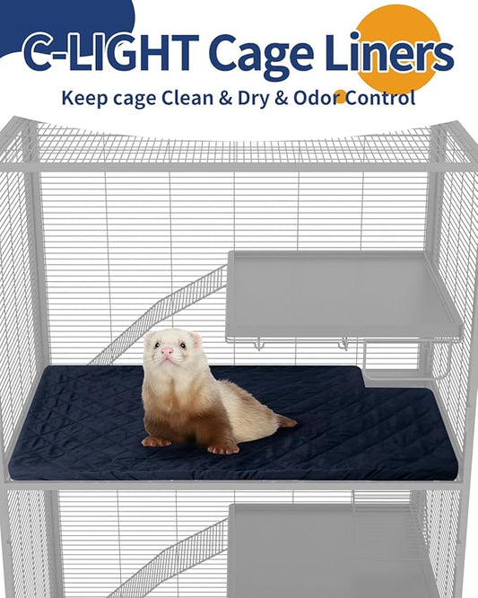 C-LIGHT Ferret Cage Liner, for Ferret Nation & Critter Nation Cage, 4-Layer Absorbent Pad with Ultrasonic Welding, Chinchilla Cage Accessories kit, Anti-Leak, Odor Control (TOP PAN Liner)