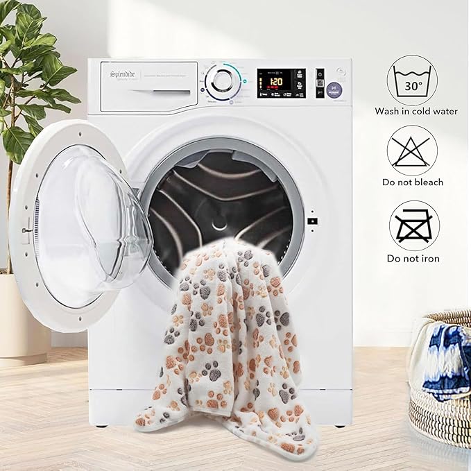 1 Pack 3 Small Puppy Blankets Super Soft Warm Sleep Mat Fluffy Premium Fleece Pet Blanket Flannel Throw for Dog Puppy Cat - White Paw Print Small(23"x15")