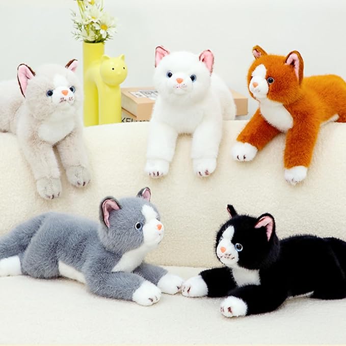 PEACH CAT Cat Stuffed Animal 15" Realistic Kitten Plushies Soft Plush Toys Gifts for Kids Grey