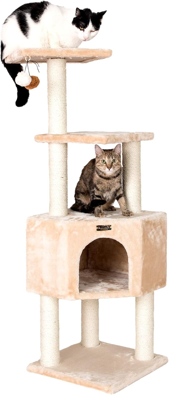 Armarkat 3 Levels Real Wood Cat Tower for Kittens Play 48 Height Beige A4801