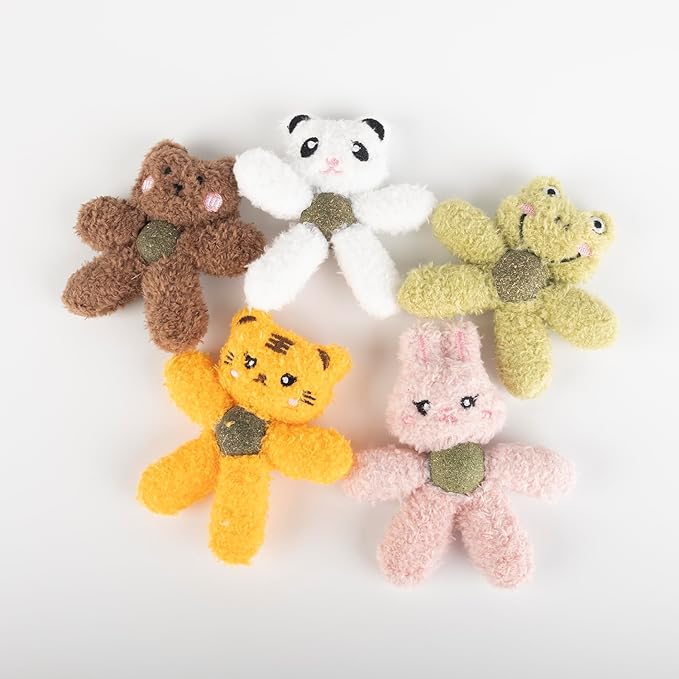 Plush Catnip Toys for Indoor Cats, Interactive Kitten Chew Toys for Teething & Dental Care, Durable Nylon Animal Shape Kicker Toy with Natural Catnip Ball for Boredom Relief (Tiger)