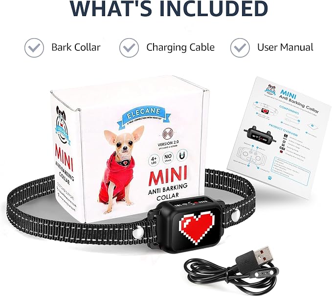 2 Pack Bark Collar for Small Dogs 5-15 lbs with Magnetic Charging – No Shock, 3 Beep & Vibration Modes, 5 Sensitivity Levels – Humane Stop Anti-Barking Device – Dog Training Bark Collar (Black/RH)