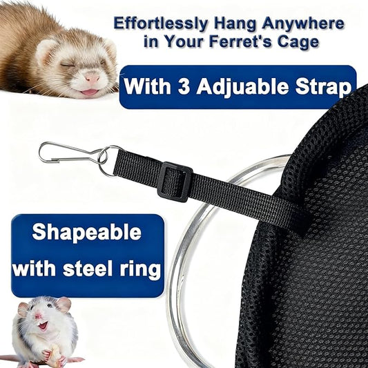 Round Ferret Bed Hammock12 Inch, Breathable Mesh Hanging Bed for all Ferret Nation/Midwest Cages, Cozy Donut Cuddle Pod for Sleeping ,Perfect Round Shape for Natural Sleep