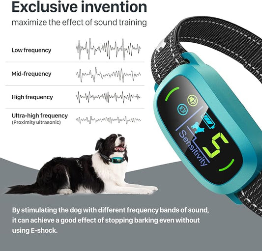 FAFAFROG Dog Bark Collar, Rechargeable Smart Collar, Anti Barking Training Collar with 5 Adjustable Sensitivity Beep Vibration, Bark Collar for Large Medium Small Dogs (Clear)