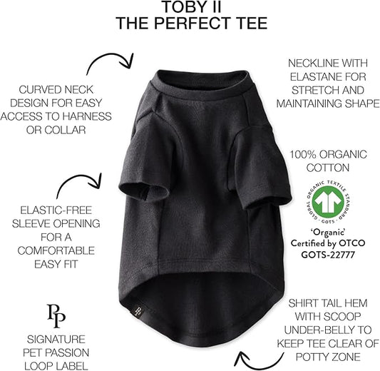Pet Passion Toby II - The Perfect Tee, 3 Pack Short Sleeve Pet T-Shirt 100% Organic Cotton Tees Clothes for Small, Medium, Large Dogs, Gray Ombre, Medium (20-45 lbs)